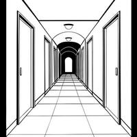 Horror hallway with little lighting background vector