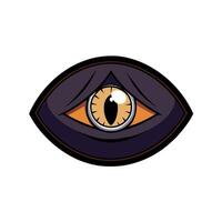 A demonic dark eye in the web looks at you. halloween. scary eye on black background. vector