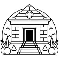Mysterious ancient tomb with hieroglyphs. vector