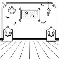 Halloween interior wall background with floor and space for text vector