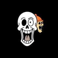 Evil Mouth. Laughing Human Skull with Open Mouth on Black Background. Pirate Skeleton Front View vector
