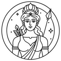 Greek mythology - ancient greek goddess Artemis. Created with technology. vector