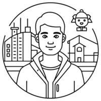 Face Recognition and Personal Identification Technologies in Street Surveillance Cameras. man in the city with digital overlay. surveillance cameras are working. vector