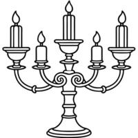 Antique candelabra with flickering candles vector