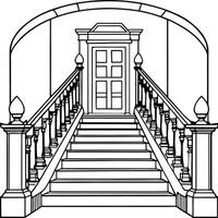 Staircase at the end of a victorian hallway vector