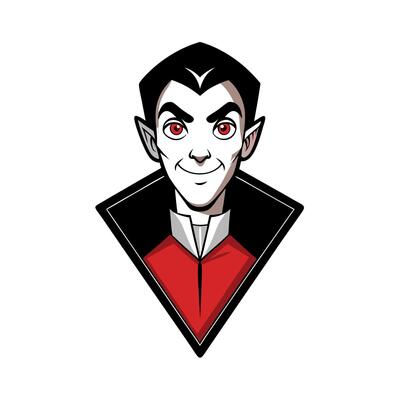 Handsome portrait of a male vampire on black. Vampire novel cover design. illustration.