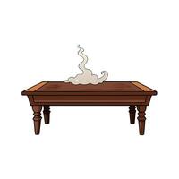 Dark wood table with smoke for hot product display mock up . Admirable image . vector