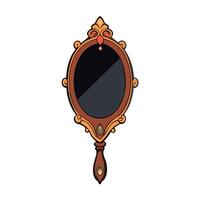 Decorative vintage mirror on a dark background. Horror concept. vector