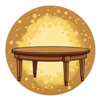 Empty wooden table background with smoke and gold bokeh lights vector