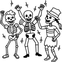 Happy Halloween Group of skeletons enjoying halloween party vector