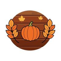 Autumn background decoration from dry leaves and pumpkin on dark wooden background. Flat lay. top view for Autumn. fall. Thanksgiving concept. Created with technology. vector