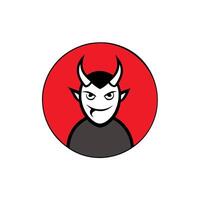 Silhouette of a devil with horns on red circle background vector