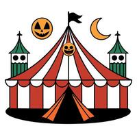 Eerie Haunted Spooky Carnival at Night. Perfect for Halloween event promotions. creating an atmosphere of chilling fun. vector