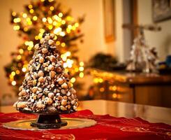 A christmas tree made of chocolate and nuts photo