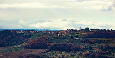 A view of a village in the countryside photo