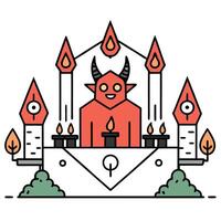 Devil worship cult with candles in the forest vector
