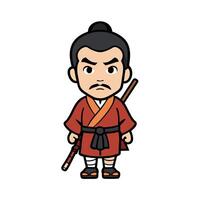 Ancient oil painting Miyamoto Musashi Japanese war vector