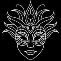 Mystique golden venetian carnival mask on the black background. vector