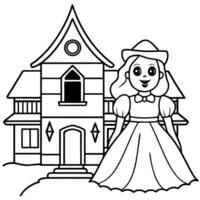 Halloween ghost of a victorian woman in an abandoned house vector