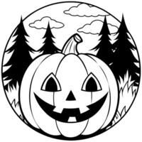 Happy halloween jack o lantern in a dark moody forrest vector