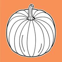 An golden pumpkin on pastel orange background. Copy space. vector