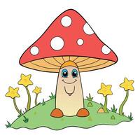 Magical Mushroom in fantasy enchanted fairy tale forest. . vector
