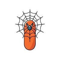 Halloween art fingernails spider web manicure design. vector