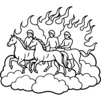 From a fiery cloud run the four horsemen of the apocalypse - vector