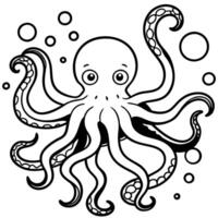 Mysterious Octopus in a Dark Aquatic World vector