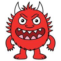 Red little angry monster on a white background vector