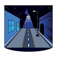 A dark empty street dark blue background an empty dark scene neon light spotlights The asphalt floor and studio room with smoke float up the interior texture night view . vector