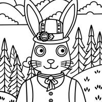 Digital Painting of a Steampunk Rabbit Inventor in foreast background. vector