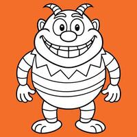 Funny monster cartoon caracter isolated on orange background vector