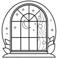 Enchanting scene of moonlight casting magic glow on window. vector