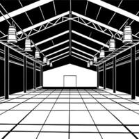Evoking an Ambiance of Empty Warehouse with Dramatic Lighting. ai vector