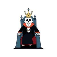 Mysterious Halloween King Sitting Darkly on His Unearthly Throne. A Gothic Fantasy Illustration. vector