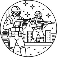Night Raid. Urban Special Forces Strike in Covert Counter-Terror Operation Ai vector