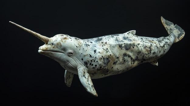 The mammal narwhal is in its aquatic element. Narwhal Inhabits the icy waters of the Arctic, narwhals are elusive photo