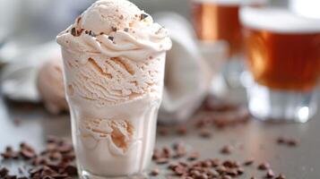 ice cream balls in a cup. Lots of ice cream in cups are on the table photo