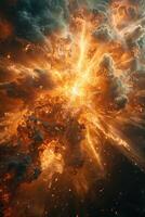 Fire explosion. Fire, war, explosion, blast, catastrophe, flame. The concept of horror photo