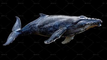 Blue whale in the underwater expanse of the ocean. A huge whale underwater photo