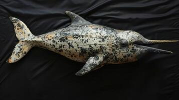 The mammal narwhal is in its aquatic element. Narwhal Inhabits the icy waters of the Arctic, narwhals are elusive photo