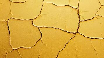 Textured backdrop of cracked gold surface, isolated on white background. photo