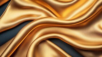 Elegant golden satin fabric texture, perfect for backgrounds and design projects. photo