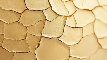 Textured surface with golden, cracked paint in intricate patterns. photo