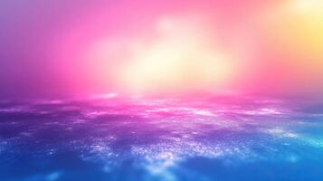 A vibrant and colorful abstract landscape with soft gradients of pink and blue, evoking tranquility and beauty. photo