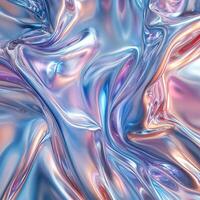 Abstract colorful metallic wave texture, ideal for background design. photo