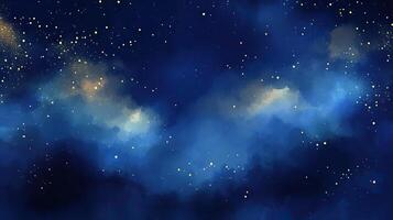 A stunning depiction of a starry night sky with deep blue hues and scattered stars creating a serene atmosphere. photo