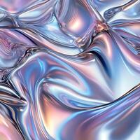 Colorful abstract metallic fluid texture, smooth waves, iridescent sheen, vibrant blend of colors. photo