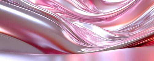 Abstract smooth pink and silver waves, perfect for backgrounds or design elements. photo